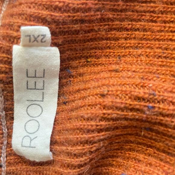 Roolee Colorblock Earthtone Pumpkin and Pink Wide Sleeved Crewneck Sweater 2XL - Picture 7 of 8